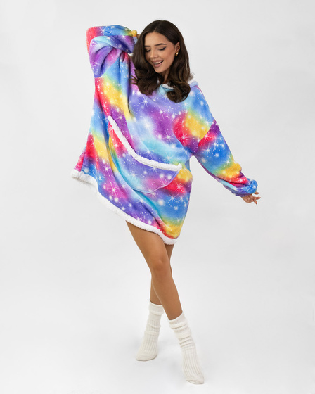 KOCOBLUZA KOC BLUZA CIEPŁA 2w1 GRUBA XXL FUTRZAK POLAR z kapturem OVERSIZE