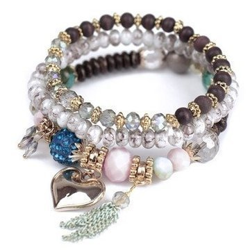 ZESTAW BRANSOLETEK koraliki chwost SERCE