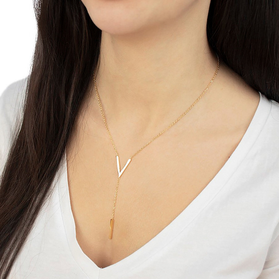 NASZYJNIK długi krawatka STAL SZLACHETNA POZŁACANA