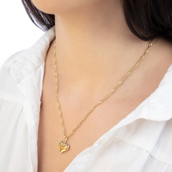 Naszyjnik długi STAL SZLACHETNA POZŁACANA serce