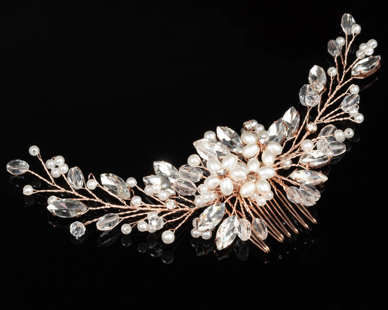 OZDOBA ŚLUBNA do włosów GRZEBYK perełki kryształki