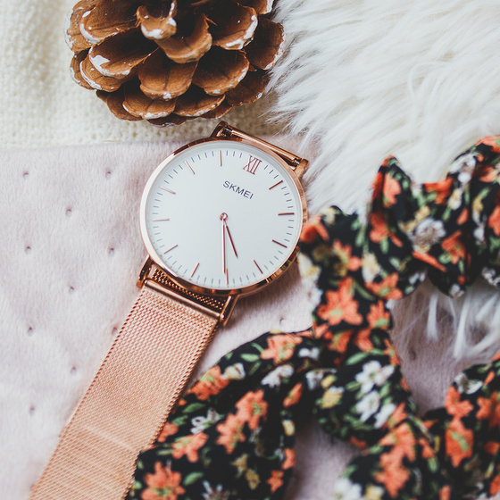 Zegarek SKMEI 1181 bransoleta MESH rose gold