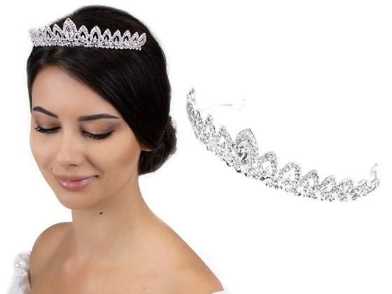 OZDOBA ŚLUBNA do włosów KORONA diadem CYRKONIE