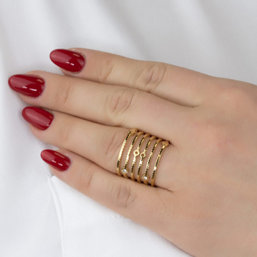 PIERŚCIONEK uniwersalny STAL SZLACHETNA POZŁACANA