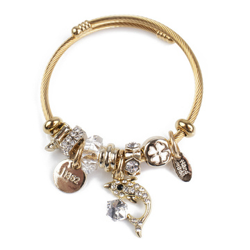 Bransoletka charmsy STAL SZLACHETNA POZŁACANA