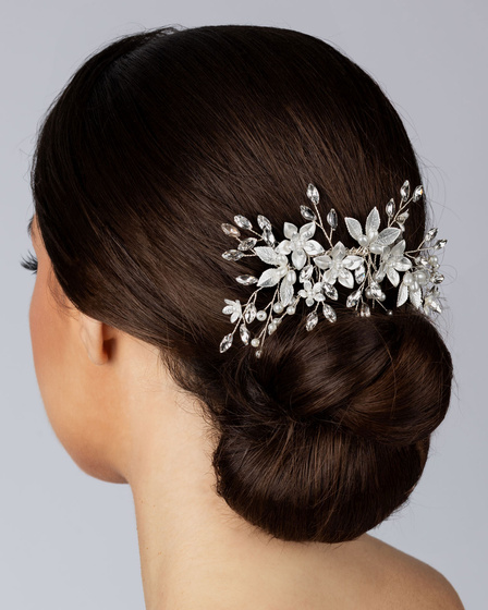 Ozdoba ślubna do włosów GRZEBYK ŚLUB KRYSZTAŁKI KWIATY