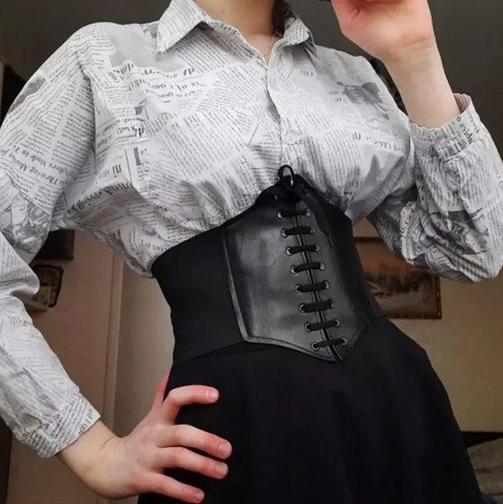 PASEK pas szeroki GORSET czarny GUMOWY SZNUROWANY rozmiar S