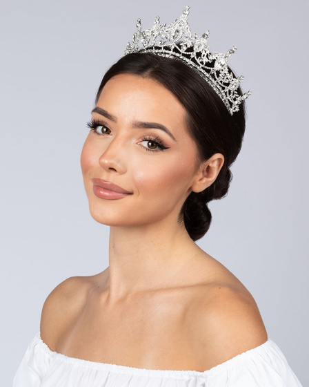 DIADEM Korona Tiara MISS GLOW ŚLUBNY srebrny cyrkonie KRYSZTAŁY