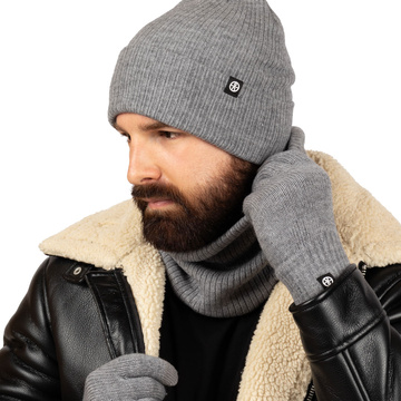 Alessio KOMPLET CZAPKA + KOMIN + RĘKAWICZKI DOTYKOWE ciepły POLAR ZIMOWY
