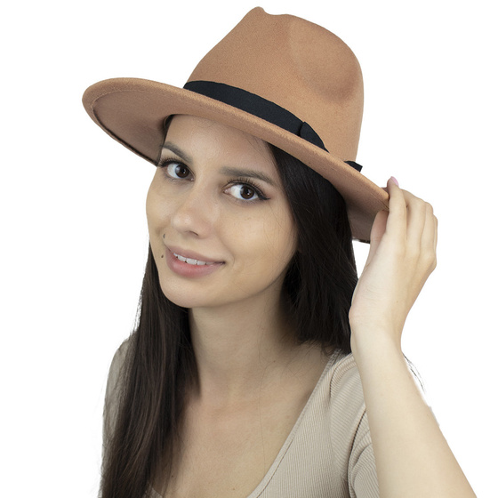 Kapelusz KLASYCZNY damski panama kokardka FILCOWY