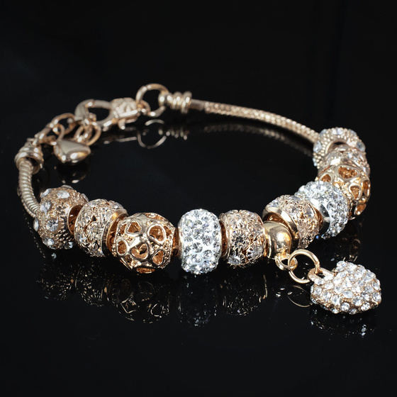 BRANSOLETKA MODUŁOWA charms ZŁOTA serduszko GOLD