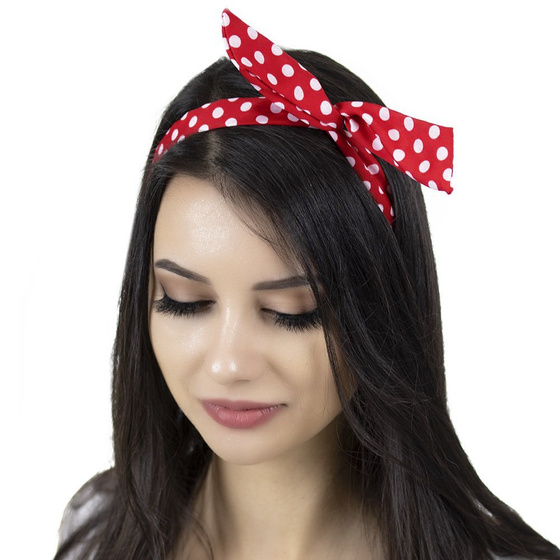 OPASKA DO WŁOSÓW czerwona PIN UP kropki WIĄZANA