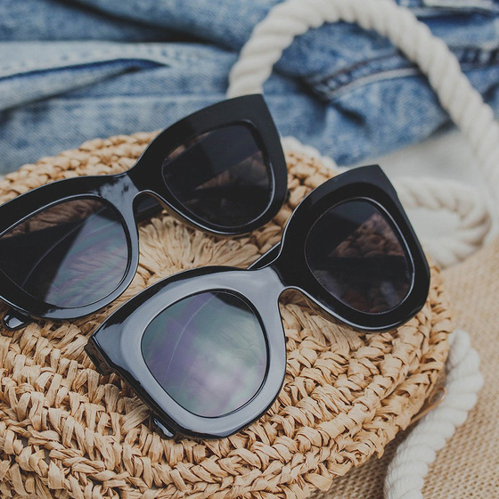 OKULARY damskie KOCIE OKO przeciwsłoneczne CZARNE