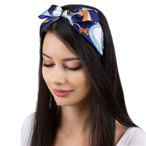 OPASKA DO WŁOSÓW szeroka NIEBIESKA KOKARDA pin up