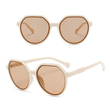 OKULARY PRZECIWSŁONECZNE beżowe OKRĄGŁE retro