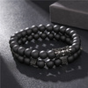 BRANSOLETKI MĘSKIE podwójne KORALIKI czarne