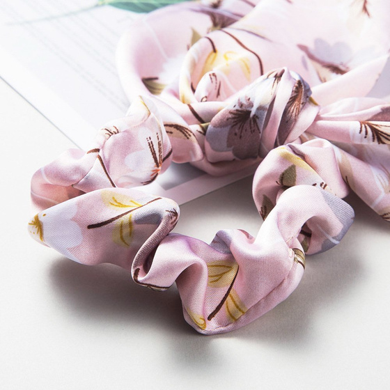 GUMKA do włosów APASZKA kwiaty RÓŻOWA scrunchies