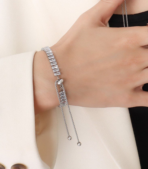 Bransoletka STAL SZLACHETNA POSREBRZANA cyrkonie