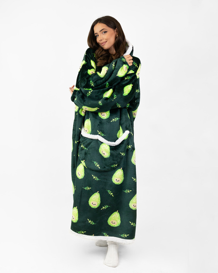 KOCOBLUZA KOC BLUZA CIEPŁA 2w1 GRUBA XXL FUTRZAK POLAR z kapturem OVERSIZE