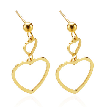 KOLCZYKI wiszące STAL SZLACHETNA POZŁACANA serca