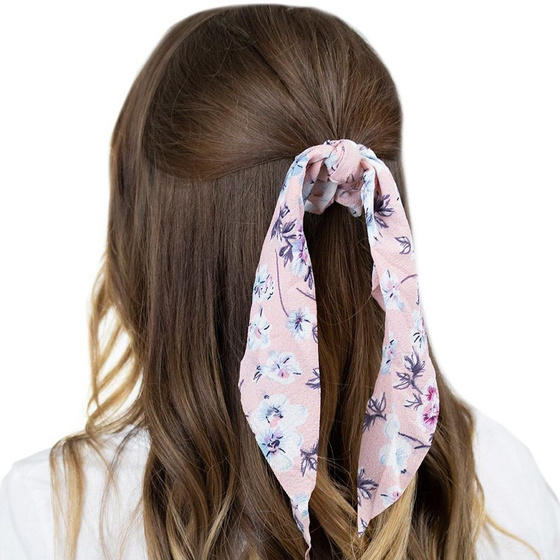 GUMKA do włosów APASZKA scrunchies kwiaty RÓŻOWA
