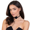 CHOKER Naszyjnik ozdobny KWIAT na szyję róża na rzemyku elegancki czarny