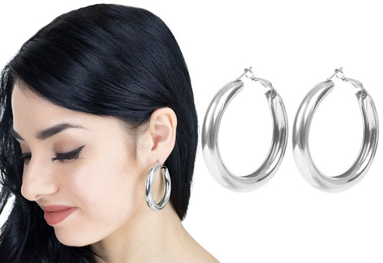 KOLCZYKI kółka GRUBE KOŁA srebrne KLASYCZNE