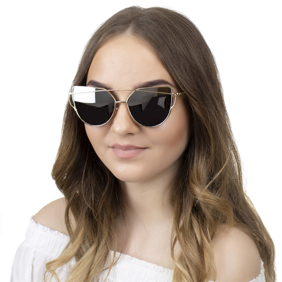 OKULARY PRZECIWSŁONECZNE damskie LUSTRZANKI złote