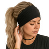 OPASKA DO WŁOSÓW GŁOWĘ USZY GŁADKA CZARNA na chłodne dni ELASTYCZNA SZEROKA