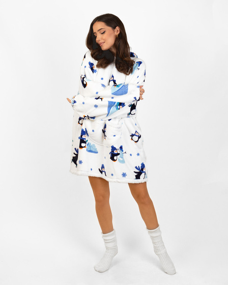 KOCOBLUZA KOC BLUZA CIEPŁA 2w1 GRUBA XXL FUTRZAK POLAR z kapturem OVERSIZE