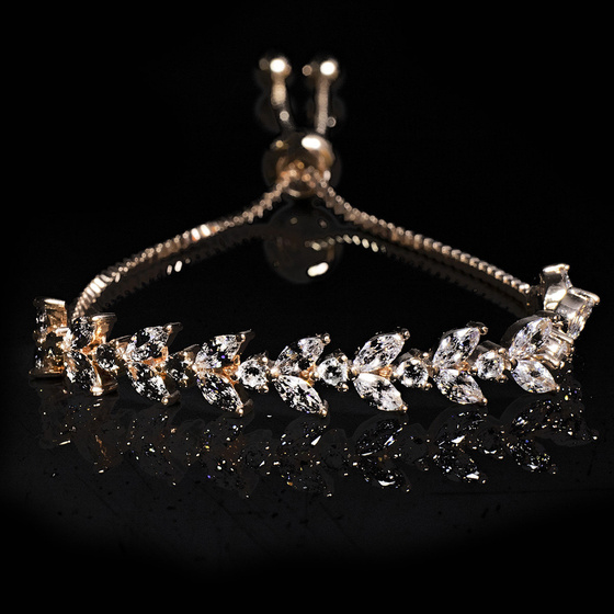 Bransoletka cyrkonie STAL SZLACHETNA POZŁACANA