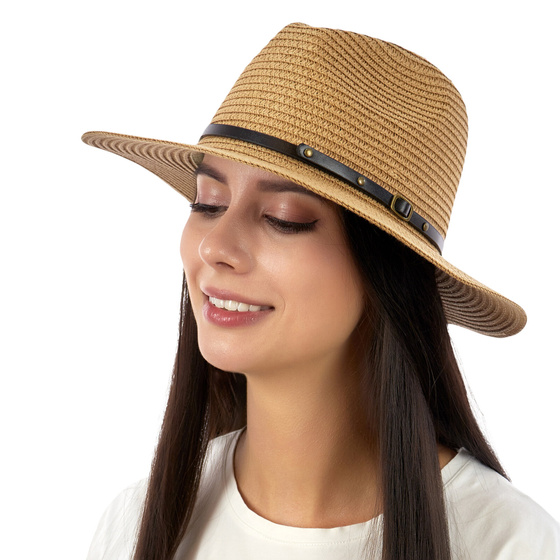 KAPELUSZ fedora letni SŁOMIANY DAMSKI MĘSKI panama SŁOMKOWY pleciony