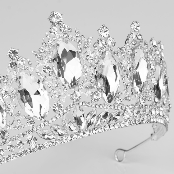 DIADEM Korona Tiara MISS GLOW ŚLUBNY srebrny cyrkonie KRYSZTAŁY