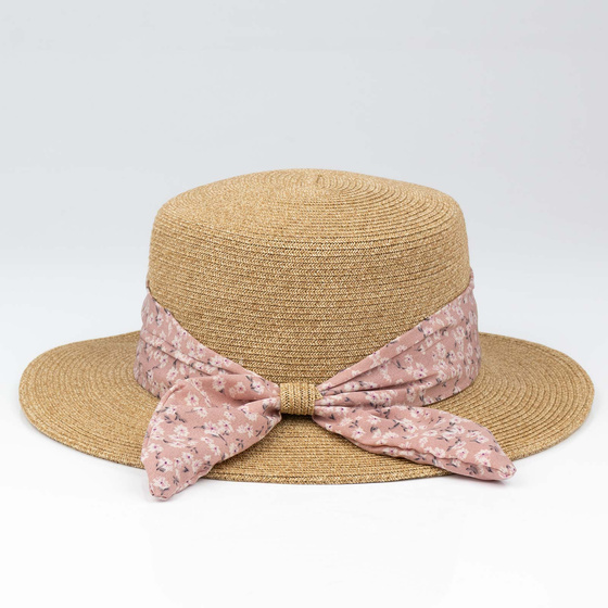 KAPELUSZ DAMSKI Alessio słomkowy boho lato plaża KOKARDA słomiany