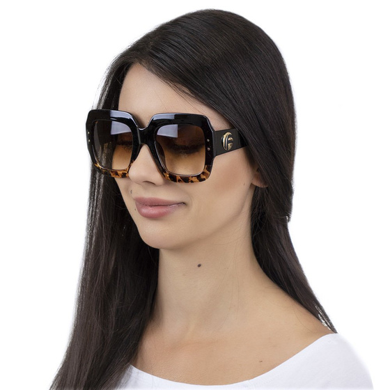 OKULARY DAMSKIE przeciwsłoneczne KWADRATOWE brąz