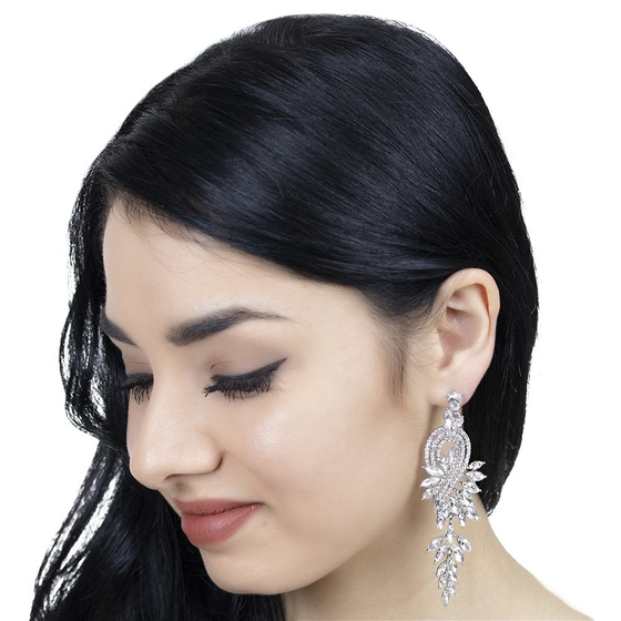 KOLCZYKI srebrne WISZĄCE kryształki ŚLUBNE długie