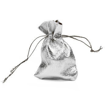 WORECZEK PREZENTOWY torebka SREBRNY prezent 5x7cm