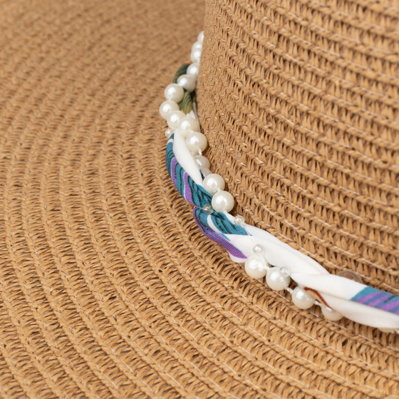 KAPELUSZ plażowy Alessio DAMSKI SŁOMKOWY kokarda letni SŁOMIANY DUŻE RONDO