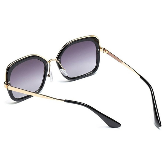 OKULARY przeciwsłoneczne DAMSKIE czarne ZŁOTE duże