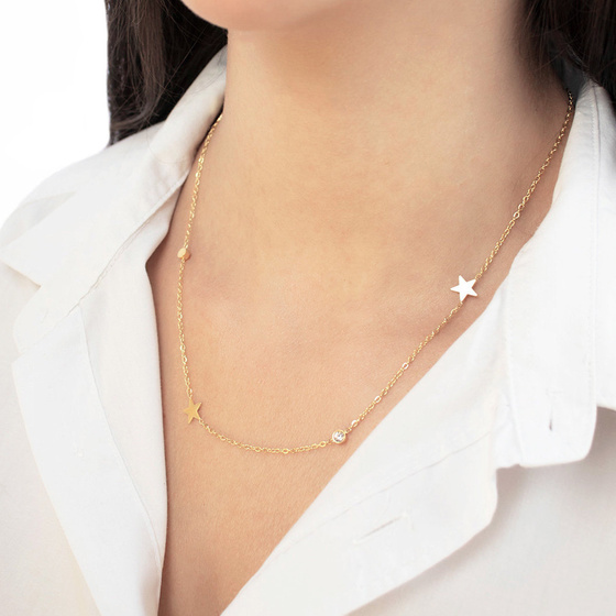 Naszyjnik STAL SZLACHETNA POZŁACANA celebrytka