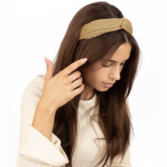 OPASKA DO WŁOSÓW szeroka ażurowa pleciona SŁOMIANA rattan rafia NA LATO