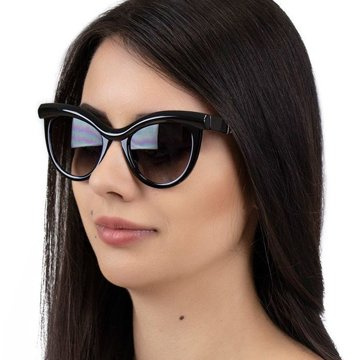 OKULARY przeciwsłoneczne KOCIE OKO damskie CZARNE