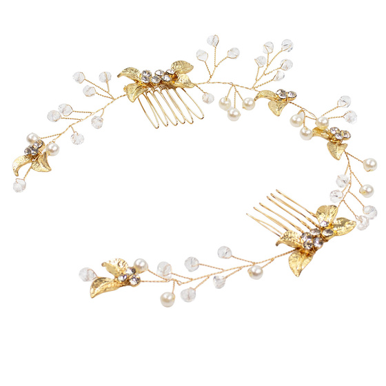 OZDOBA ŚLUBNA damska do włosów grzebyk PEREŁKI cyrkonie ślub