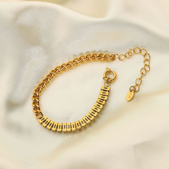 Bransoletka cyrkonie STAL SZLACHETNA POZŁACANA