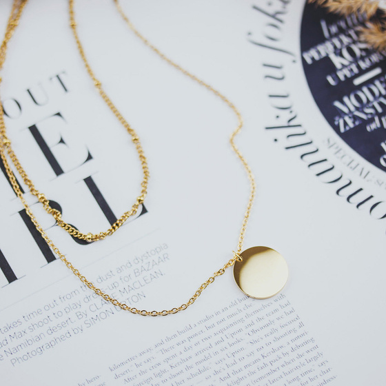 Naszyjnik kuleczki STAL SZLACHETNA POZŁACANA