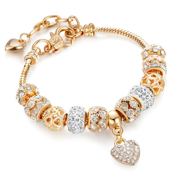 BRANSOLETKA MODUŁOWA charms ZŁOTA serduszko GOLD