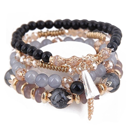 ZESTAW BRANSOLETEK koraliki SZARE kryształek