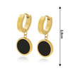 Kolczyki KÓŁKA czarne STAL SZLACHETNA POZŁACANA
