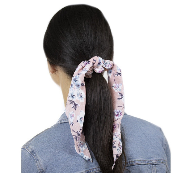 GUMKA do włosów APASZKA scrunchies kwiaty RÓŻOWA