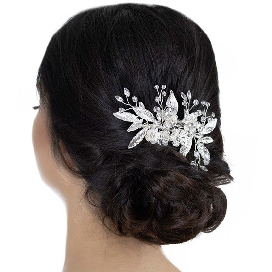 OZDOBA DO WŁOSÓW srebrna ŚLUBNA grzebyk CYRKONIE